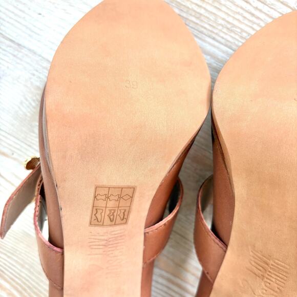 Love Moschino Leather Peep Toe Stacked‎ Heel Mary Jane Pumps | Brown 39 - Picture 11 of 11